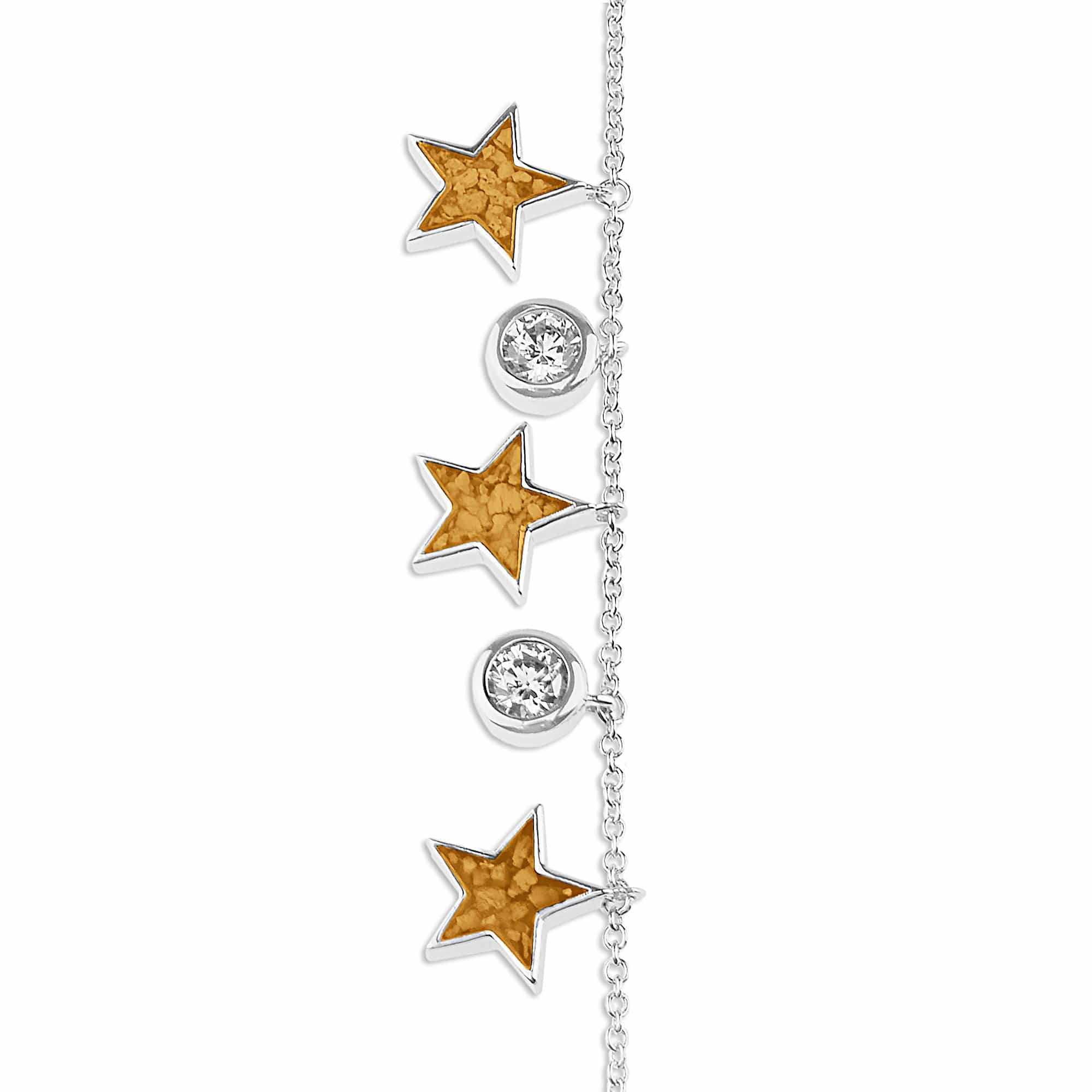 EverWith Ladies Galaxy Memorial Ashes Bracelet with Fine Crystals - Sterling Silver - Orange