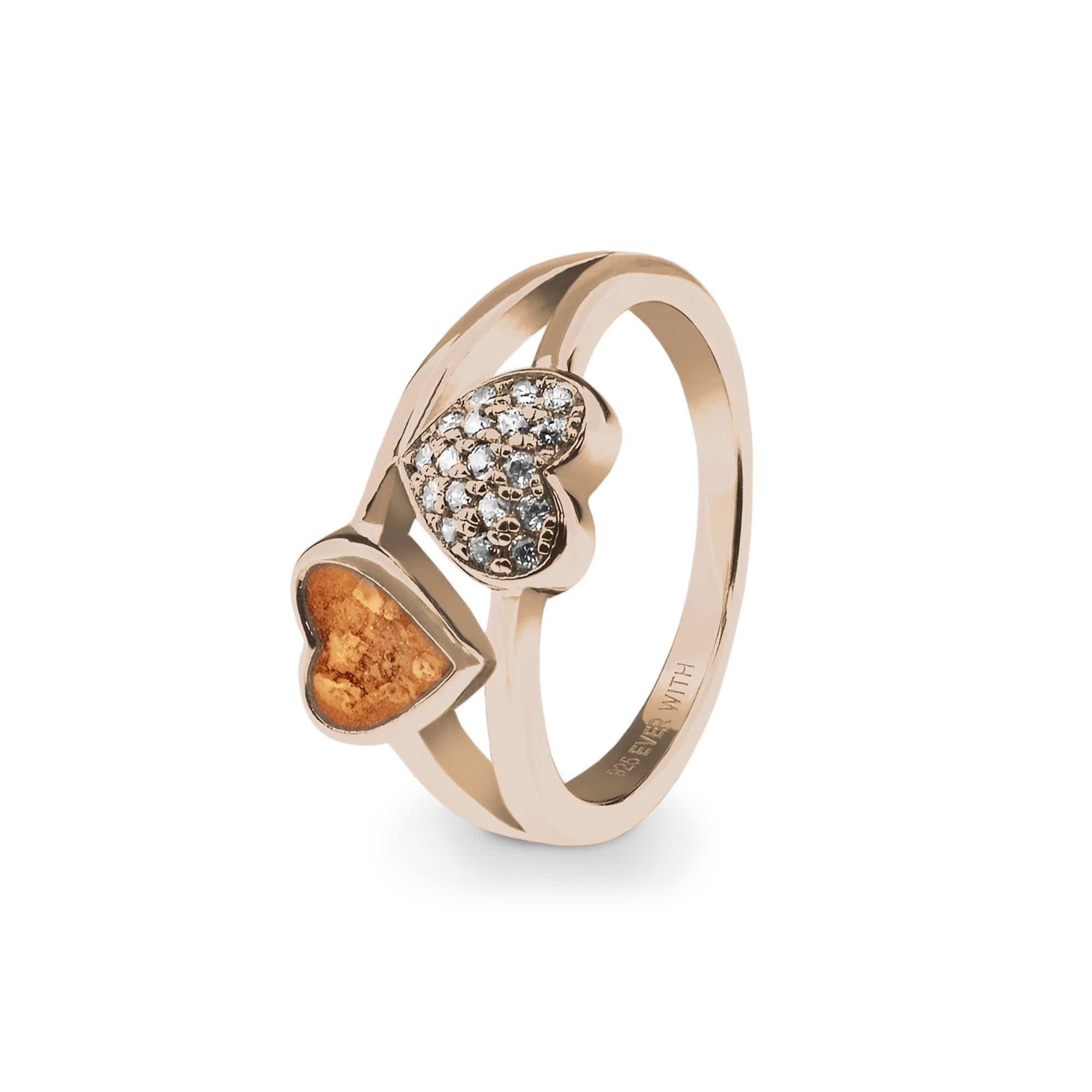 EverWith Ladies Cherish Memorial Ashes Ring with Fine Crystals - 9k Rose Gold - Orange