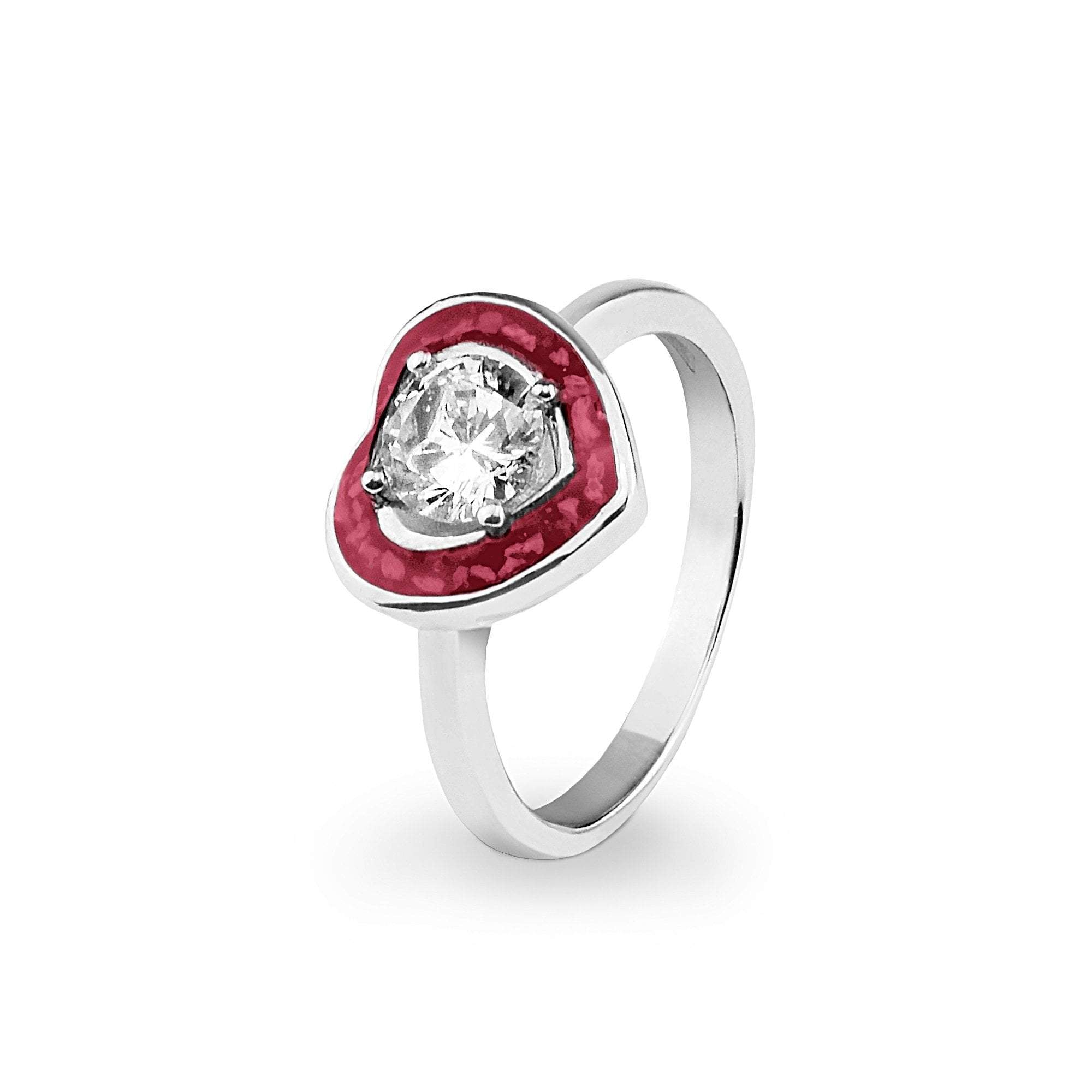 EverWith Ladies Beloved Memorial Ashes Ring with Fine Crystal - 9k White Gold - Red