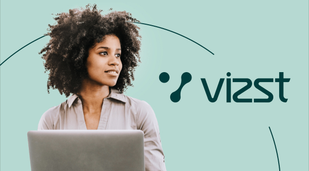 Vizst working together image of woman on laptop
