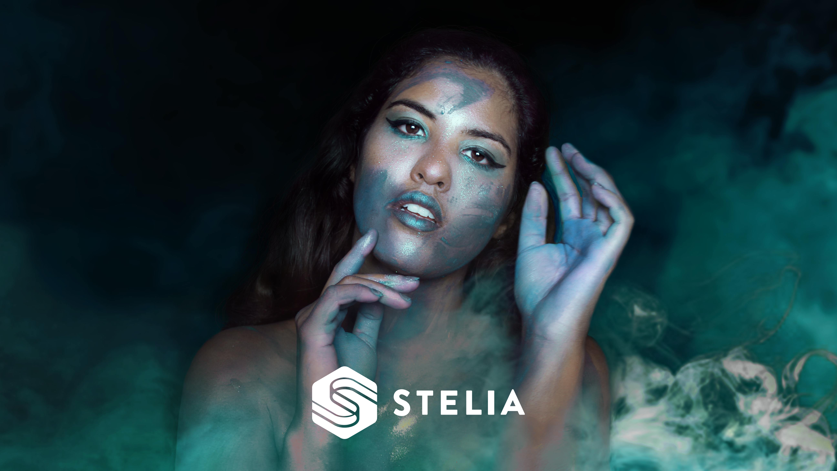 Woman emerging from mist with Stelia logo
